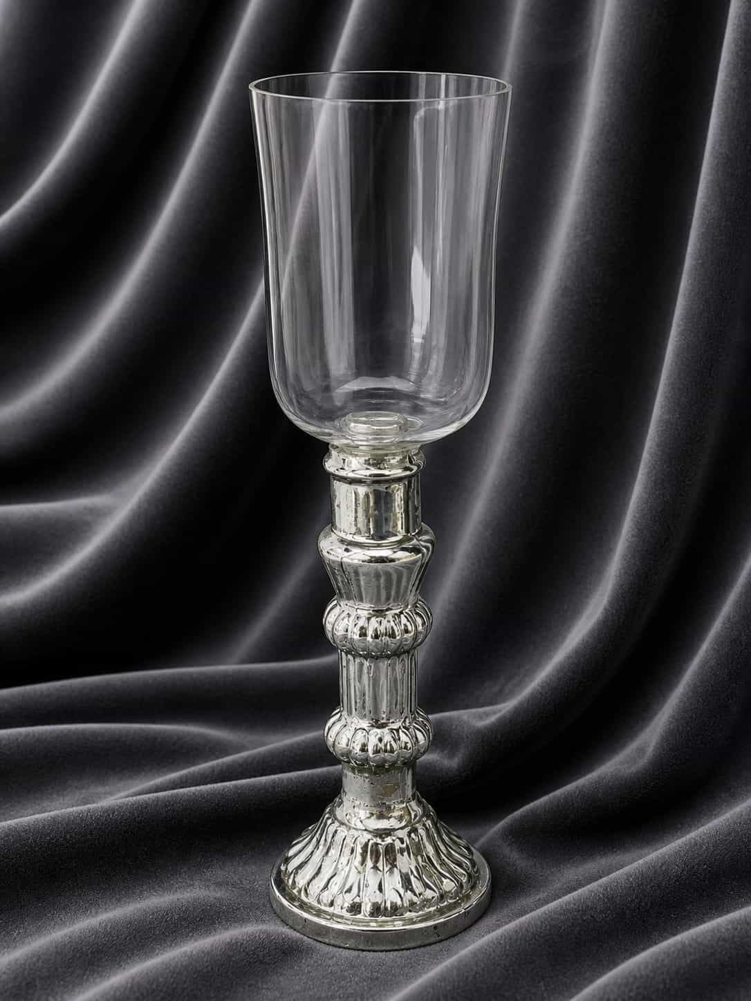 Glaswindlicht mit silbernem Kerzenhalter der Kempener Rose in Kempen