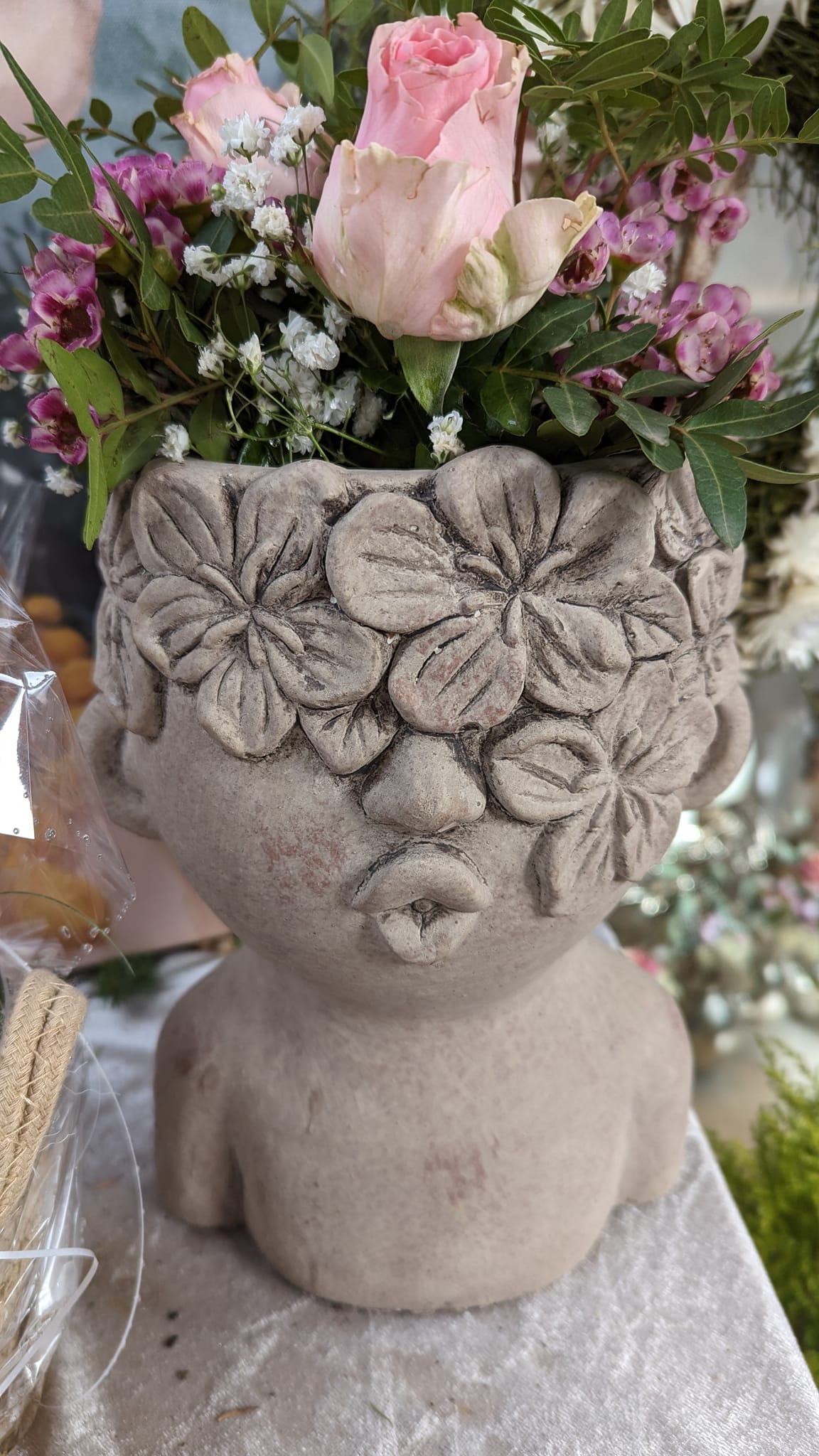 6TE0440 Blumentopf Indoor 17x16x25 cm Grau Stein