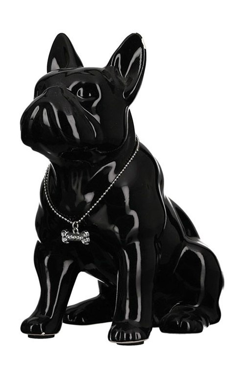 Bulldogge sitzend schwarz Spardose